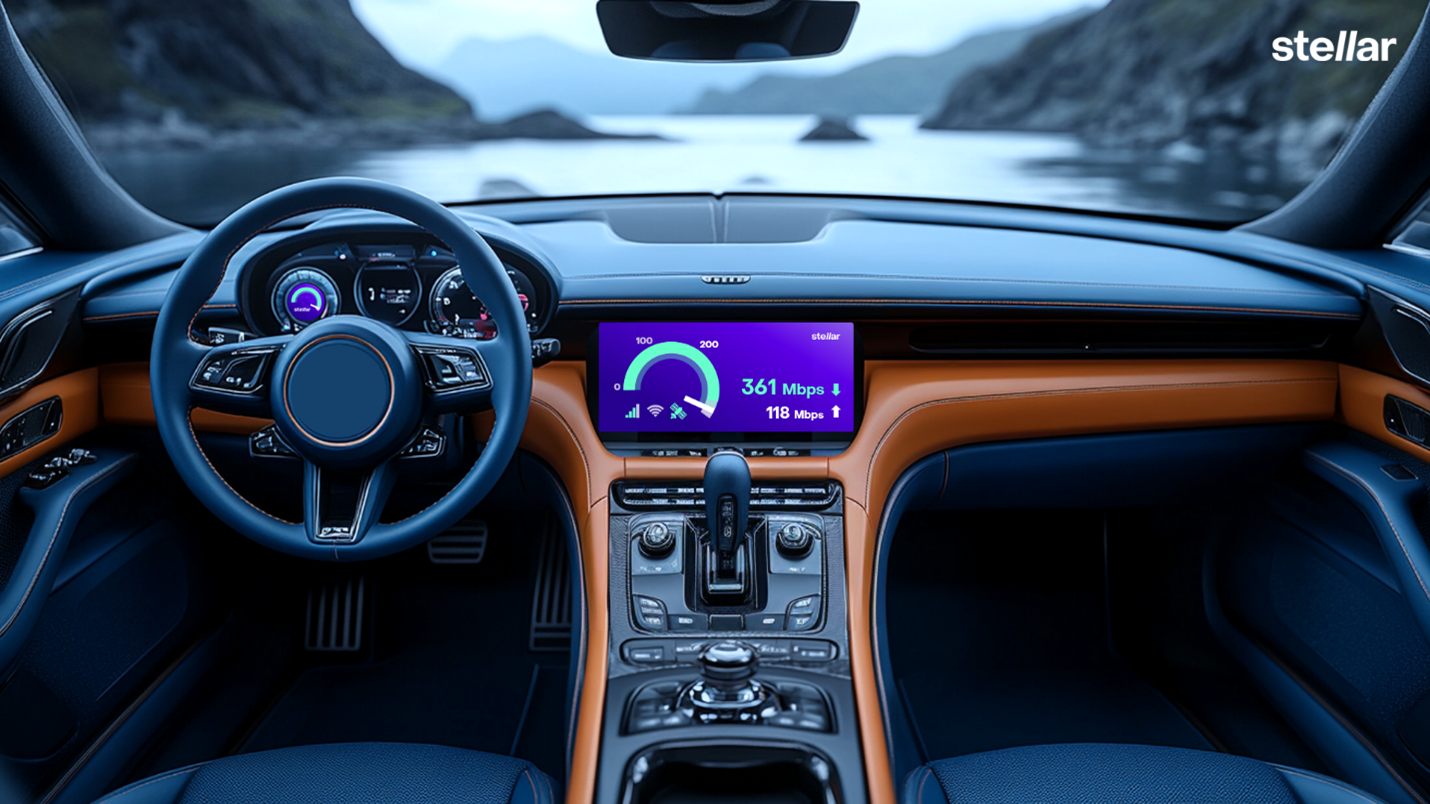Car dashboard in the centre with STEER Stellar